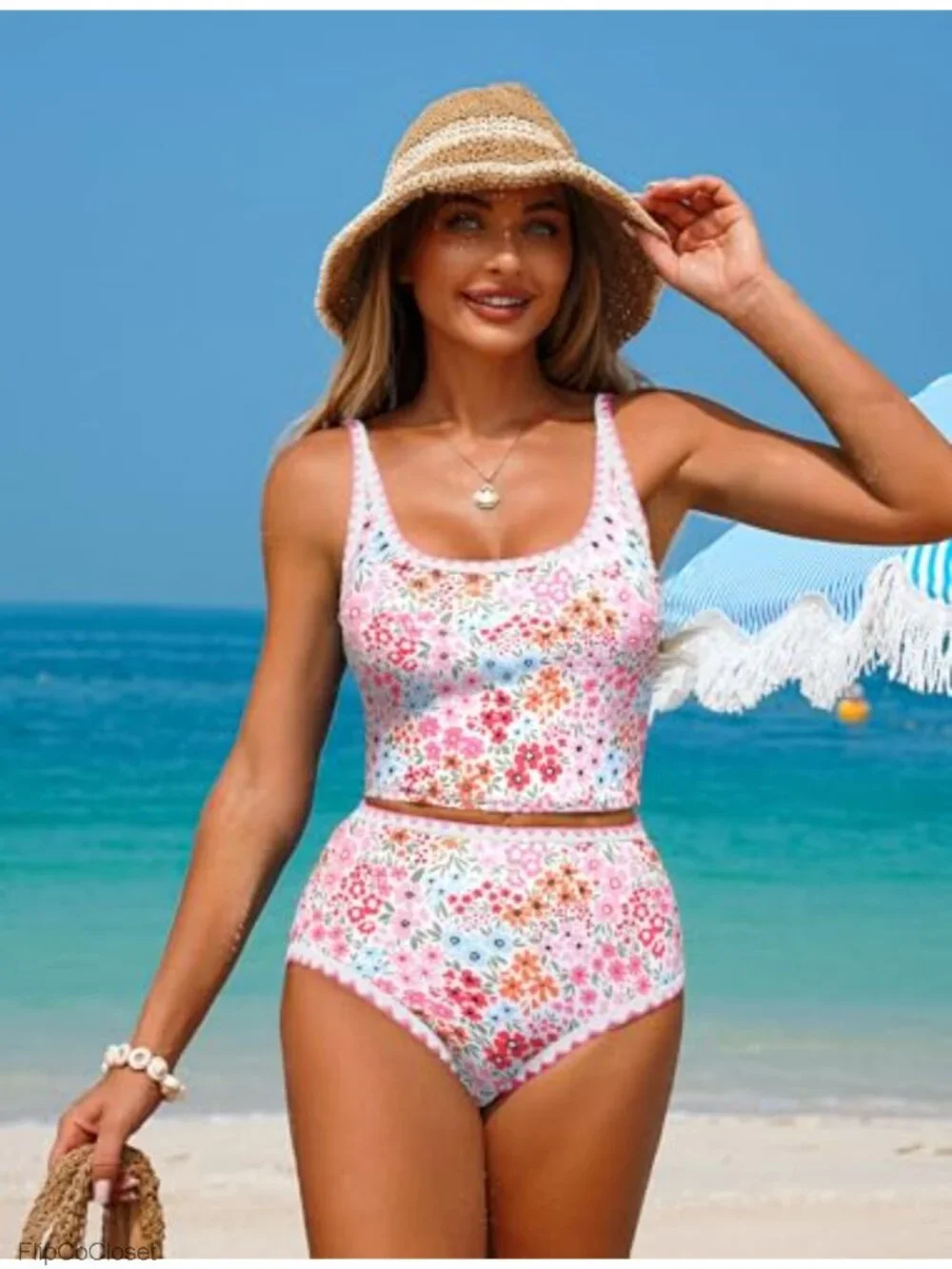 Tankini Swimsuit Tummy Control Two Piece Bathing Suit High Waisted